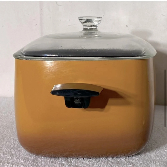 West  Bend Slo Slow Cooker 6 qt Harvest Gold Brown Replacement Kettle Pot W Lid - Picture 6 of 16